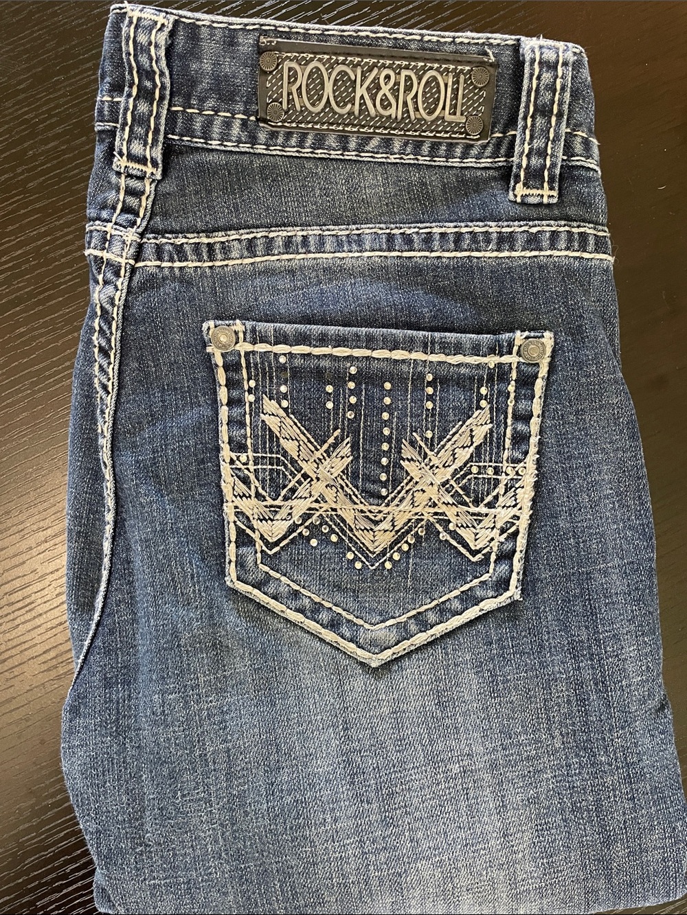 Rock&Roll Denim Women's Blue Embroidered Jeans